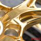 RV-DR08D forged two-piece wheel detail for Corvette C8 Stingray, Polished Frozen Gold face and Chrome barrel construction