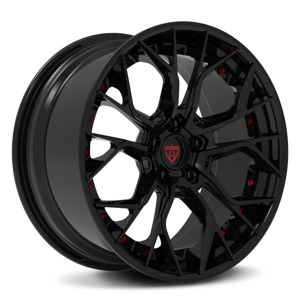 black custom wheels for Corvette C7 Z06with OEM specs 19x10/20x12, RVRN custom forged 2-piece series RV-DR16