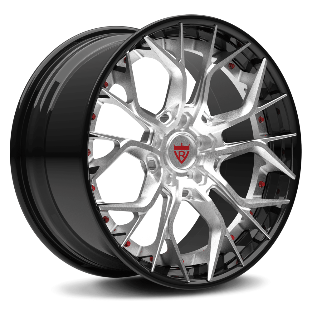 Brushed Silver and black custom wheels for Corvette C7 Z06with OEM specs 19x10/20x12, RVRN custom forged 2-piece series RV-DR16