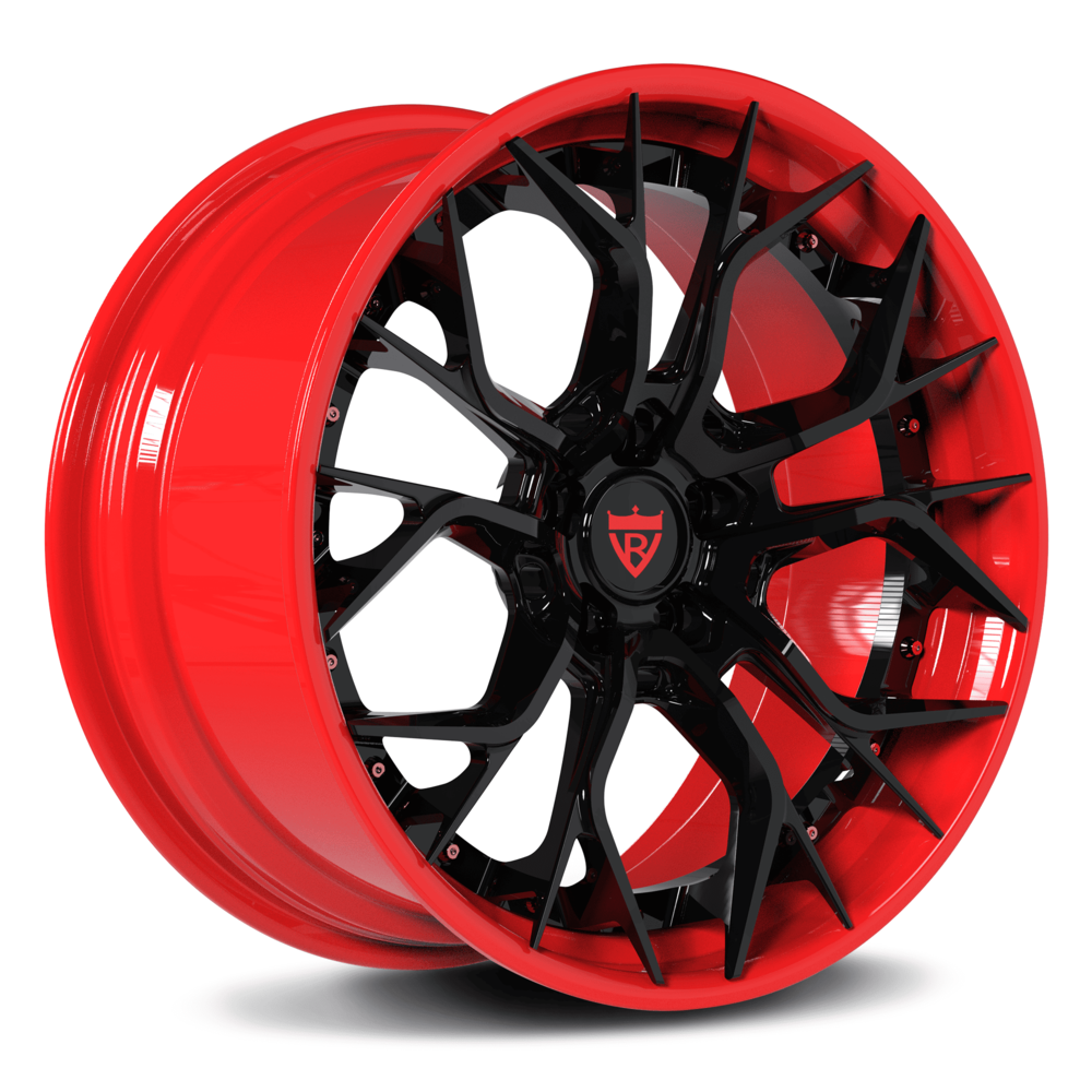 Red and black wheels for C7 Z06 OEM Specs-RVRN Custom forged 2-piece wheels series RV-DR16