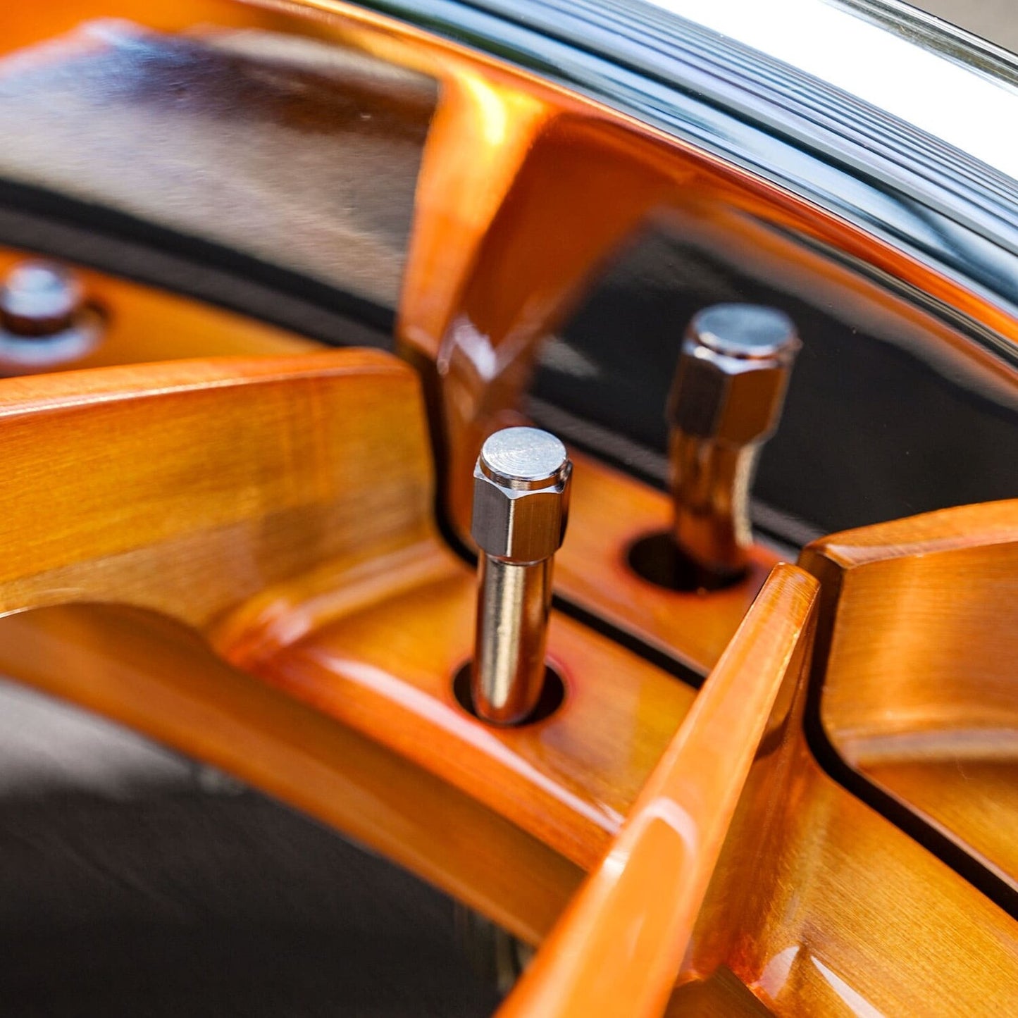 Deep lip chrome barrel with transparent copper spokes on RV-DR16 forged wheels for Corvette C8, design your own wheels.