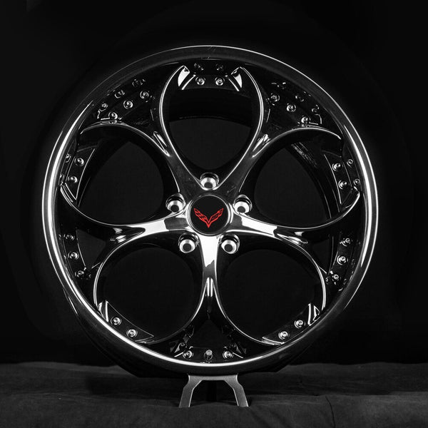 	Gloss black C7 Corvette Grand Sport wheels RV-DS016 front view 19x10