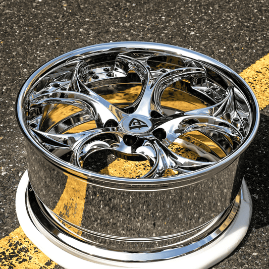 Custom Corvette C8 z06 Rims with chrome finish in 20x10/21x13 setup, customize your own wheels for your Corvette C8 Z06 with RVRN Custom forged 2-piece RV-DS016 chrome Wheels