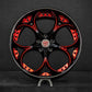 Custom Corvette C8 Z51 wheels in gloss black and red finish