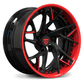 Super deep concave custom wheels with red and black finish for 2020-2025 Corvette C8 Stingray Z51-OEM Setup