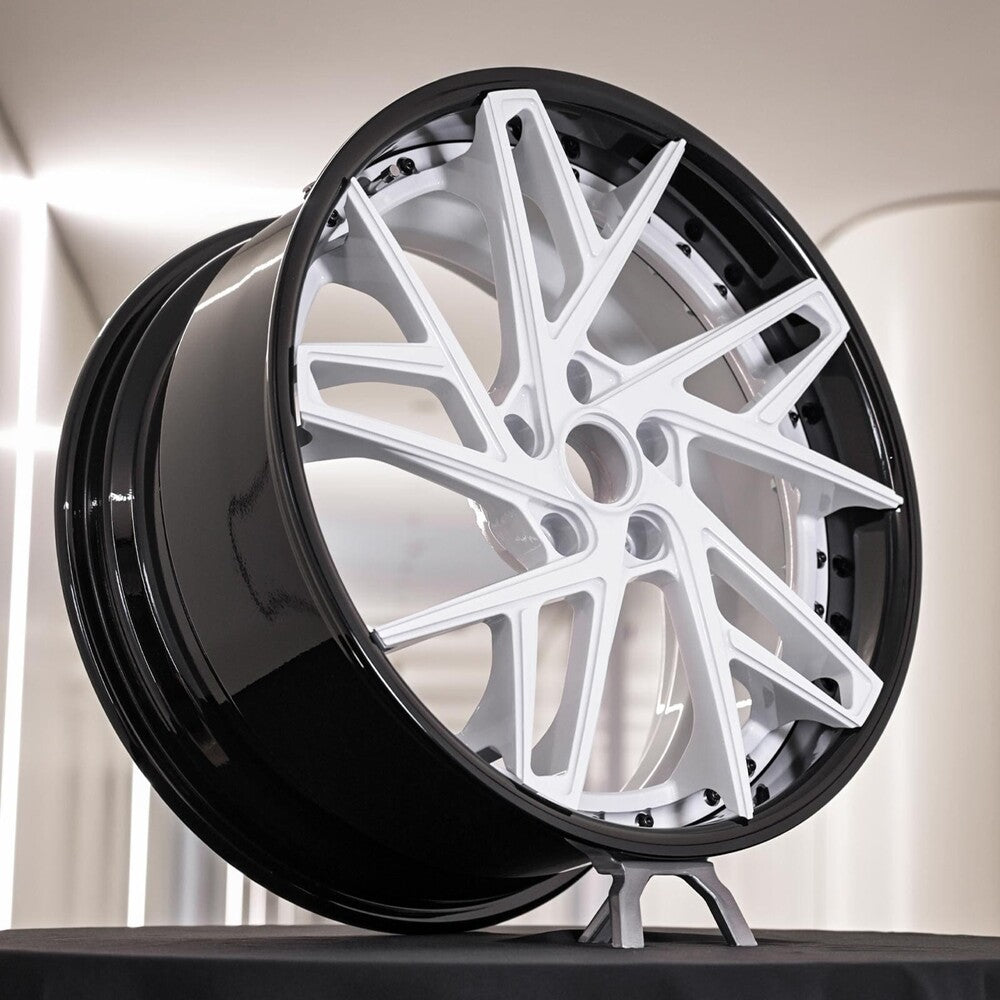 2017 Corvette C7 Z51 with RVRN DS74 forged wheels, two-tone black and white 2-piece forged design.