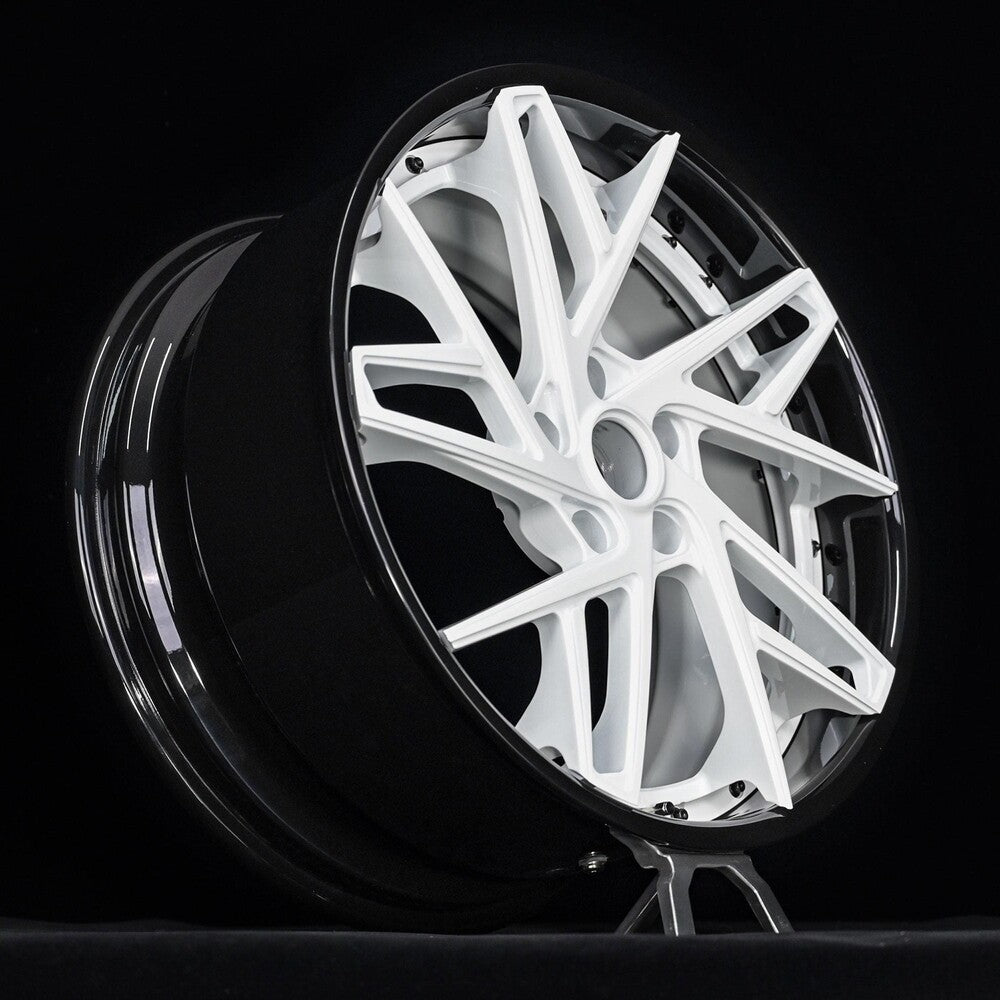 Corvette C7 Z51 side profile featuring black and white RVRN forged wheels.