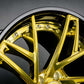 Corvette C8 concave wheels with gold face and black lip, design your own rims with rvrn wheels, super concave rims