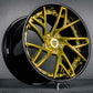 Corvette C8 concave wheels with gold face and black lip, design your own rims with rvrn wheels, super concave rims