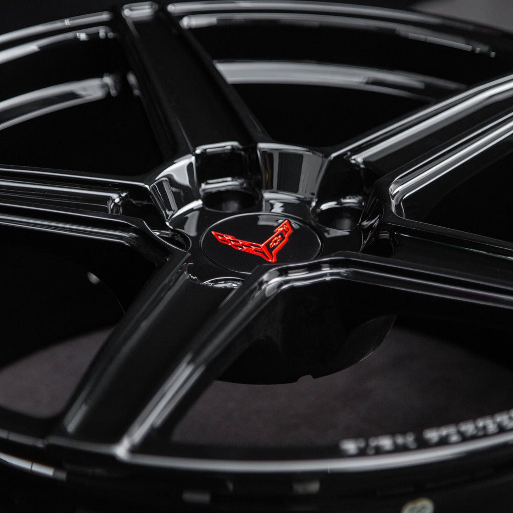 Corvette C8 custom forged 5 spoke wheels detail shot
