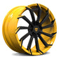 Yellow and Black wheels for Corvette C7, RVRN Custom forged monoblock performance wheels series RV-MC02