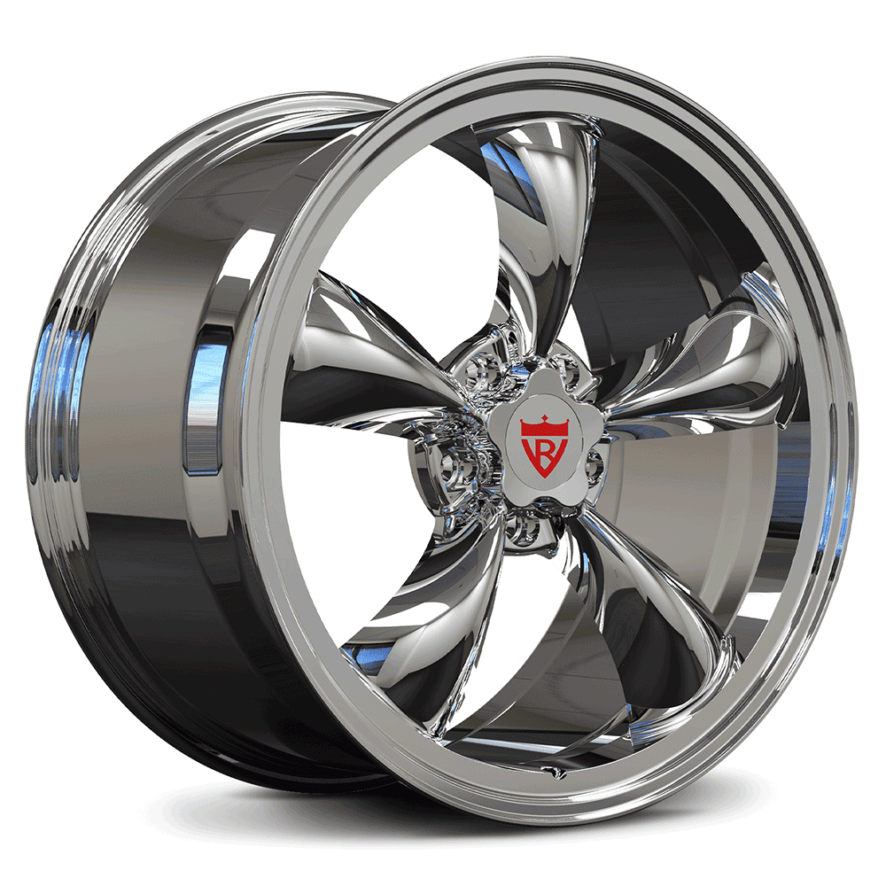 5 Spoke classic old school chrome wheels for Corvette C8, RVRN custom forged monoblock performance rims RV-MC09