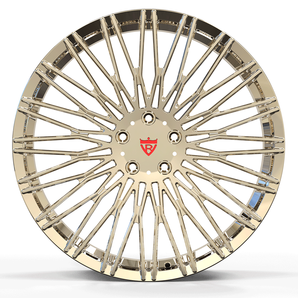 RVRN Wheels polished frozen gold texture close-up