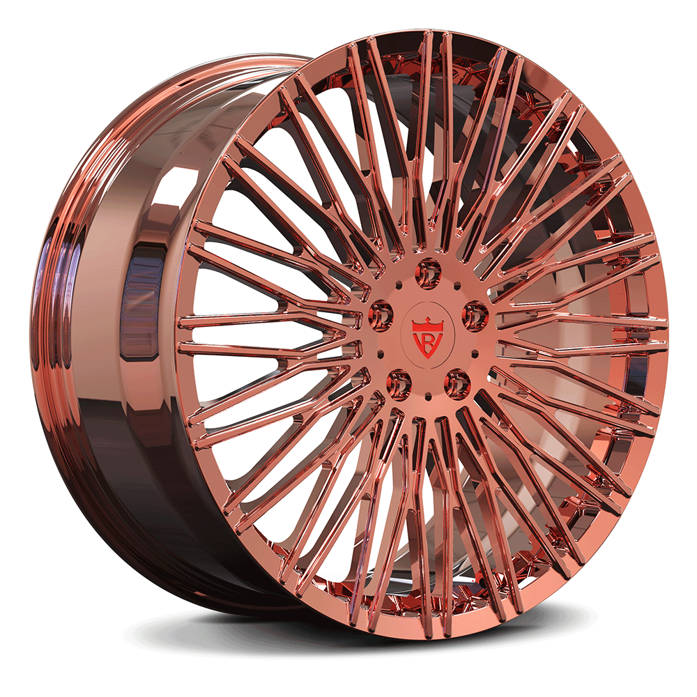 Rose Gold detail close-up of RV-MC22 forged monoblock wheel