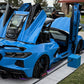 A rapid blue 2021 corvette c8 z51 sitting on a set of custom forged wheels, oem setup, carbon flash metallic finish-RVRN Wheels