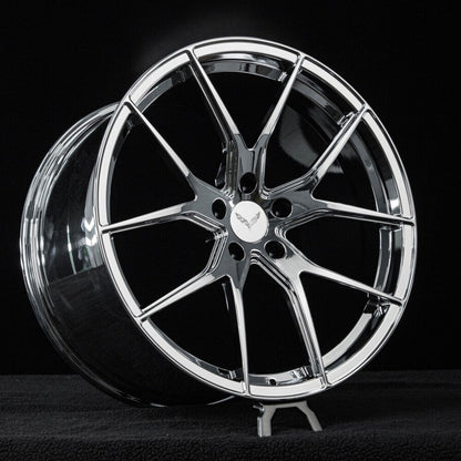 2015-2019 Corvette C7 Z06 Chrome Concave Custom Forged Monoblock Wheels 19x10/20x12 - RVRN Wheels RV-MC24 side view