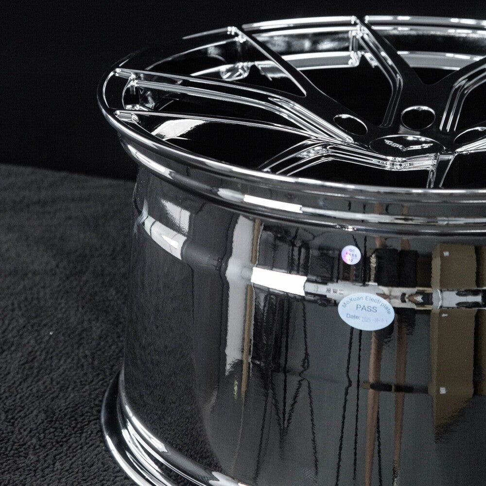 C7 custom wheels RV-MC24 chrome forged spokes detail