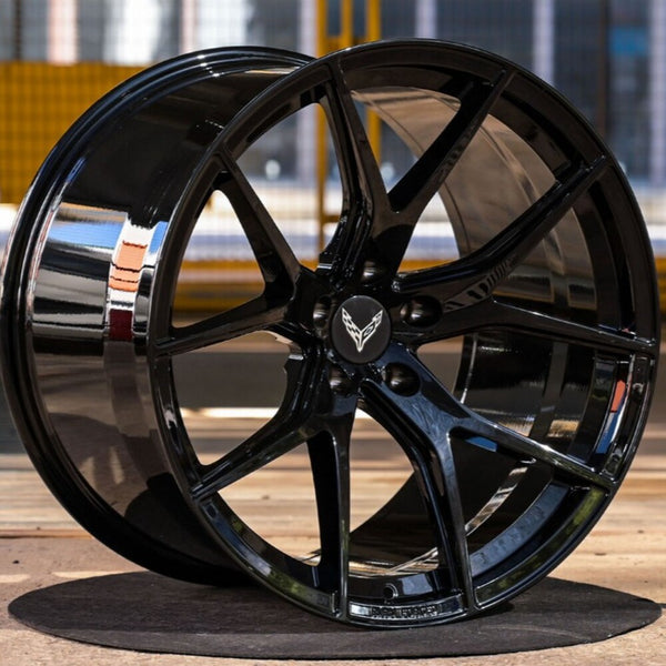 RV-MC24 | Custom Forged Super Concave Gloss Black 20x10/21x13 Corvette C8 Z06 / E-Ray Wheels