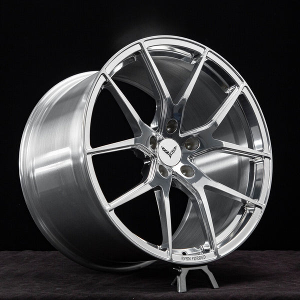 RV-MC35 19x10 custom forged wheels on 2019 Corvette C7 Grand Sport - front angle