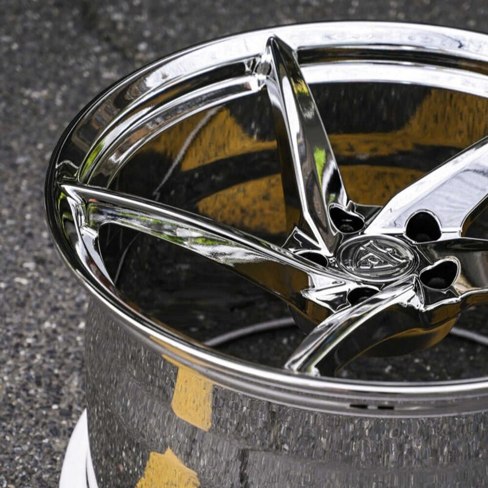 C8 Z06 chrome custom wheels with polished forged lip