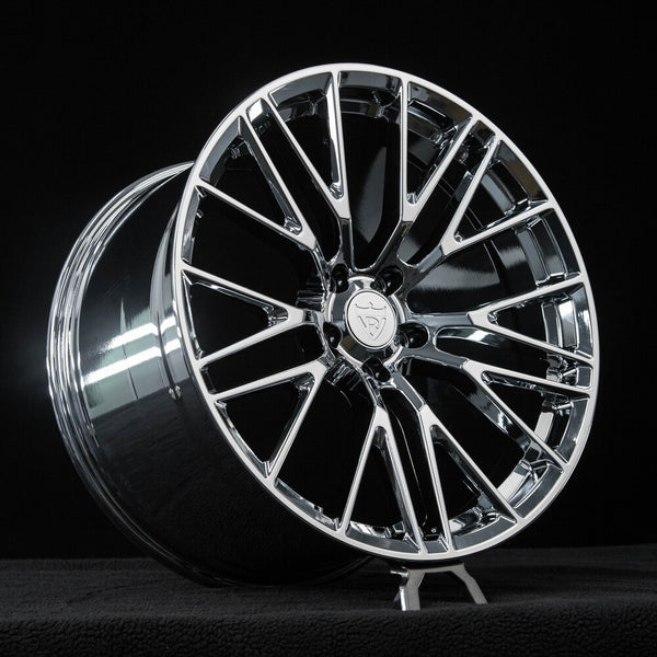 Corvette C8 custom wheels RV-MC65 chrome forged concave rim front view