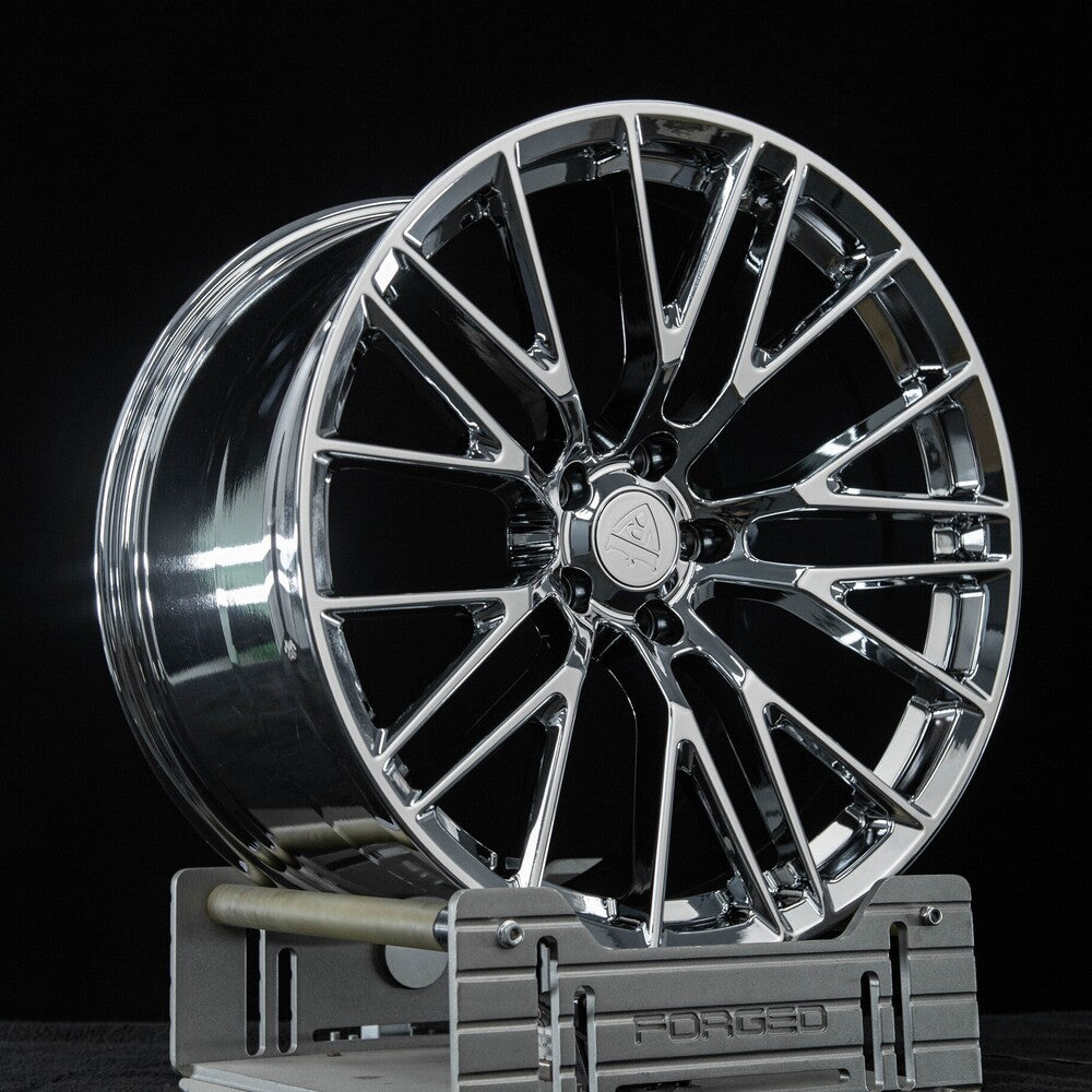Custom forged Corvette C8 RV-MC65 wheels rear angle view