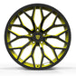Two-tone black and yellow forged wheels for Corvette C8 Stingray