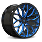 RVRN custom forged wheel black and blue two-tone finish detail