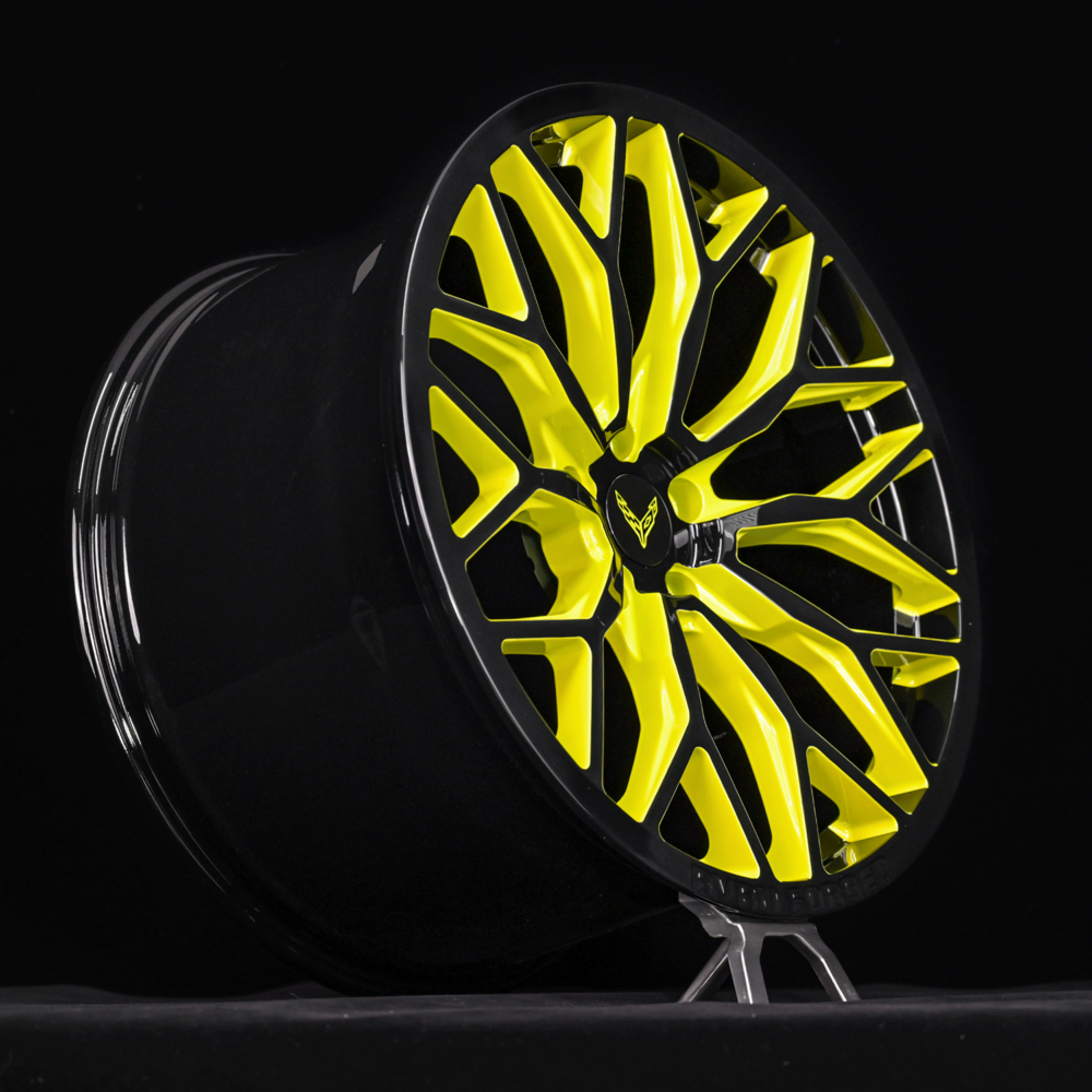 Deep concave forged wheel design for Corvette C8 3LT convertible front view