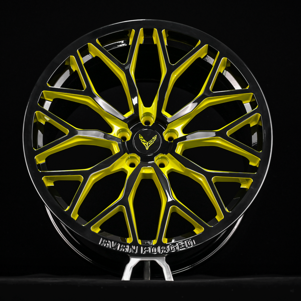 Custom 21x12 forged wheels perfect flush fitment on Corvette Stingray rear