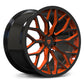 Red and black forged wheel macro for 2023 Corvette C8 convertible