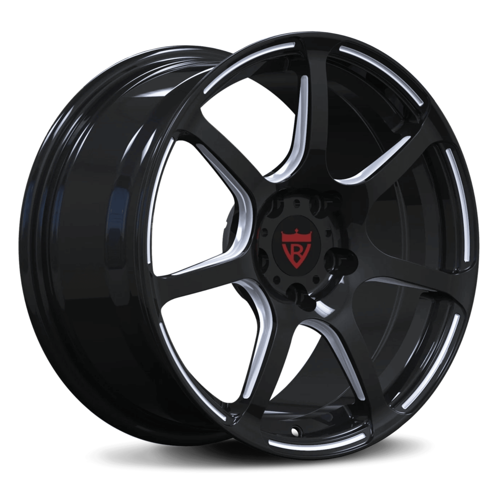 Corvette C8 custom performance rims with black and red color combo. RVRN Custom Forged Monoblock RV-MH092 Series for your Corvette C1-C8, custom made per order