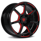 Corvette C8 custom performance rims with black and red color combo. RVRN Custom Forged Monoblock RV-MH092 Series for your Corvette C1-C8, custom made per order