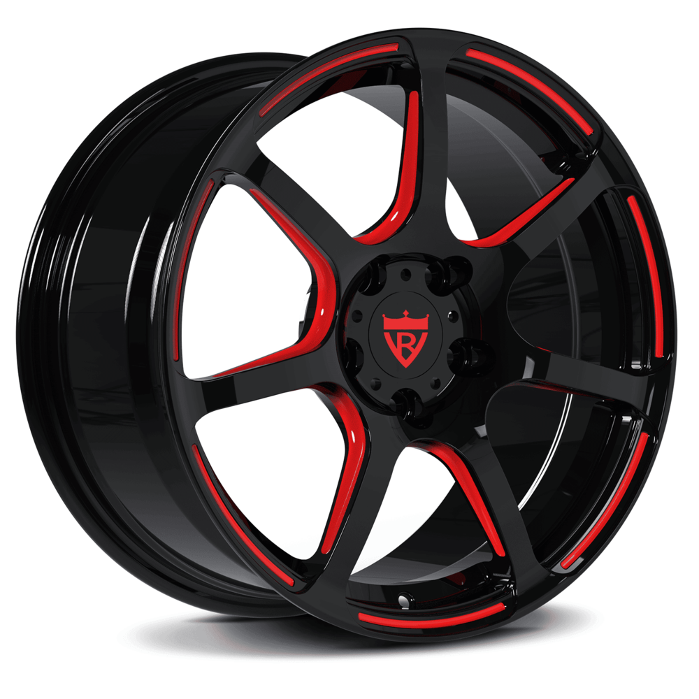 Corvette C8 custom performance rims with black and red color combo. RVRN Custom Forged Monoblock RV-MH092 Series for your Corvette C1-C8, custom made per order