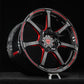 RVRN MH092 forged monoblock wheel for 2021 Corvette C8 Z51 in gloss black with transparent red engraving, front angle view 19x8.5.