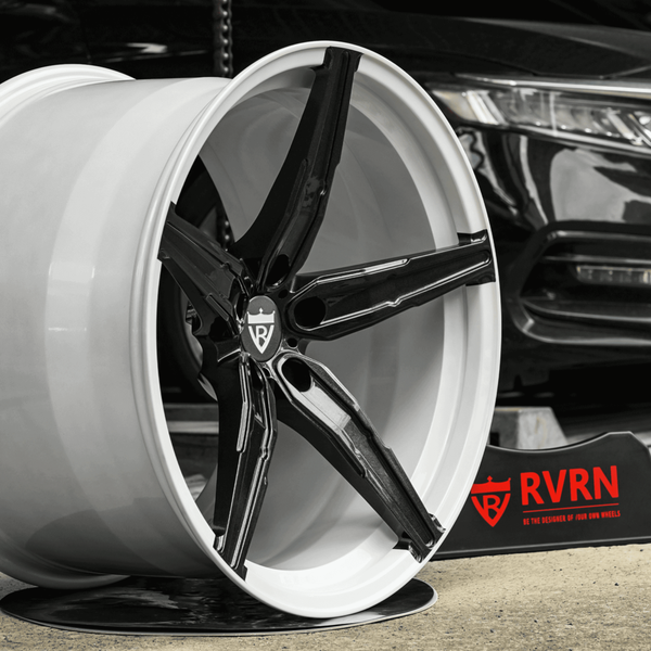 RV-MJ201 Custom Forged Wheels - Corvette Carbon Flash Metallic Spoke with Custom GM Abalone White Pearl Barrel