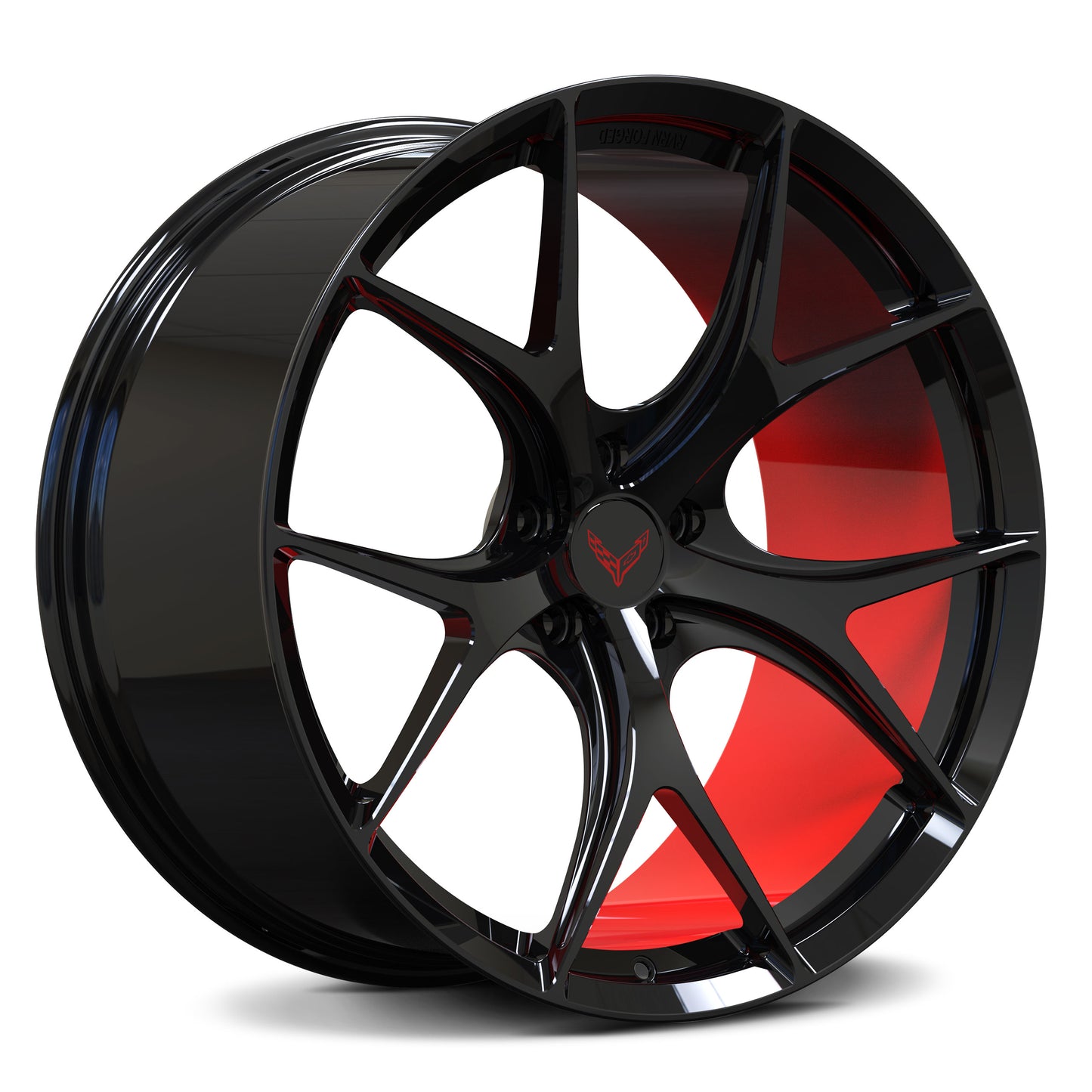 RV-MR05 Red and black concave rims | Custom Forged Corvette C7 C8 Z51 Wheels - RVRN Custom Forged Wheels