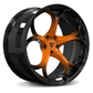 3D rendering of Corvette C8 with orange forged wheels – side view