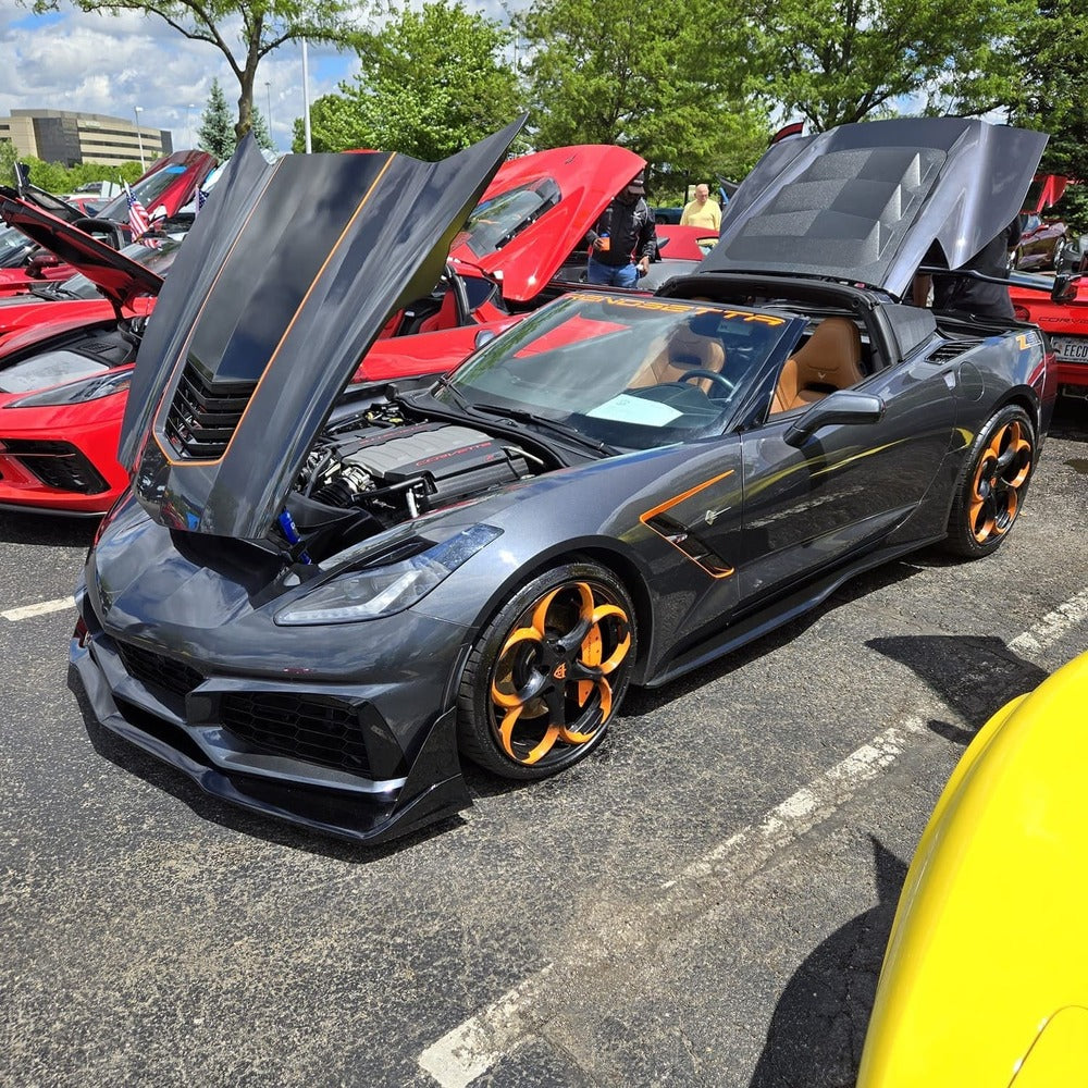 Corvette C7 Stingray Z51 custom wheels with orange and black color-RVRN Wheels-Custom Forged Monoblock Performance Wheels Series