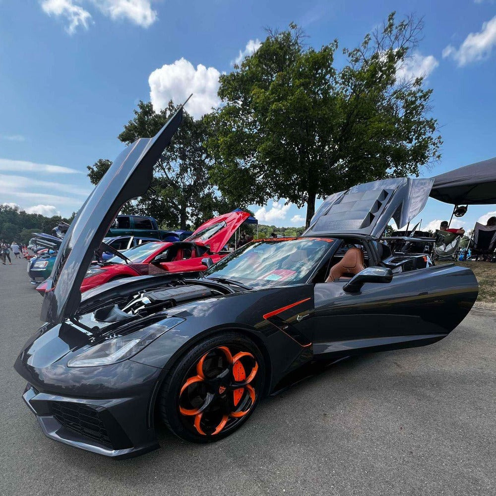 Corvette C7 Stingray Z51 custom wheels with orange and black color-RVRN Wheels-Custom Forged Monoblock Performance Wheels Series