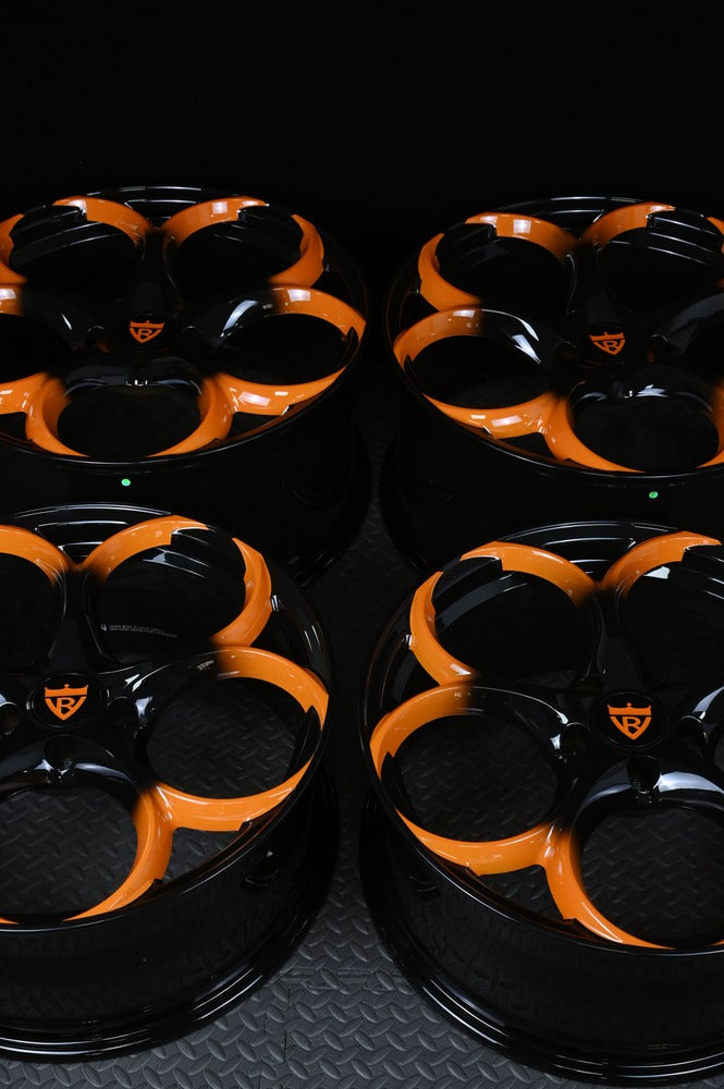 Corvette C7 Stingray Z51 custom wheels with orange and black color-RVRN Wheels-Custom Forged Monoblock Performance Wheels Series