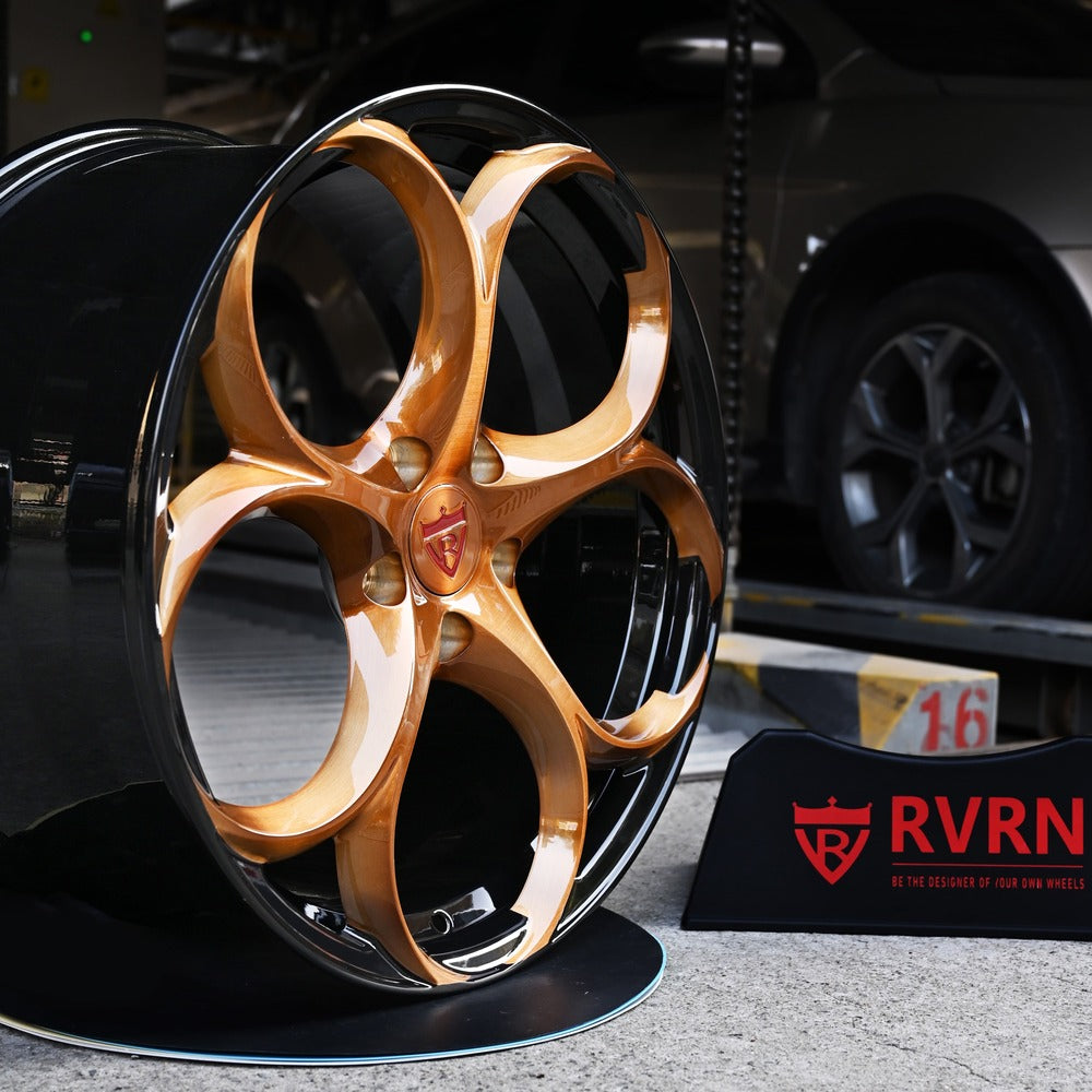 Corvette C7 Stingray Z51 custom wheels with orange and black color-RVRN Wheels-Custom Forged Monoblock Performance Wheels Series