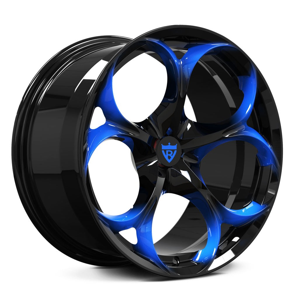 Blue and black custom performance wheels for Corvette in 18inch, 19inch, 20inch, 21inch setup-RVRN Wheels Forged Monoblock Wheels Series RV-MS016