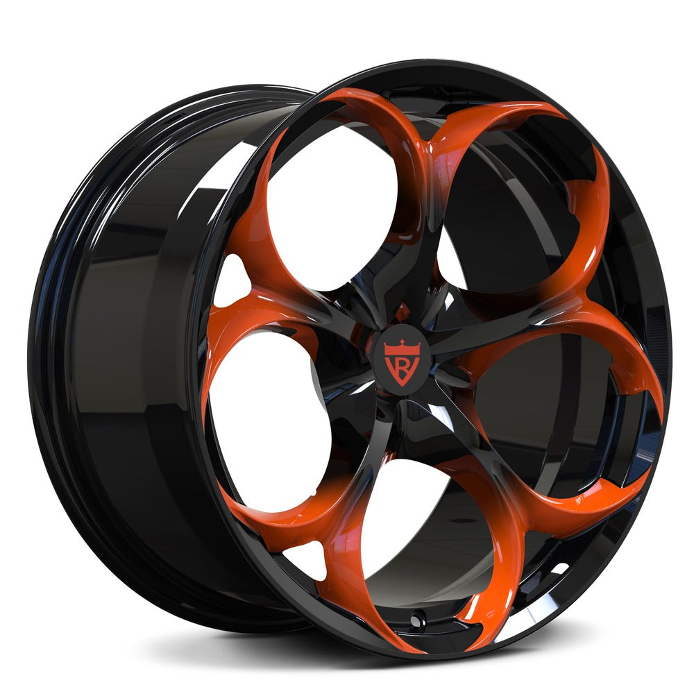 Corvette Custom wheels with orange and black color-RVRN Wheels-Forged Monoblock Rims RV-MS016 Series