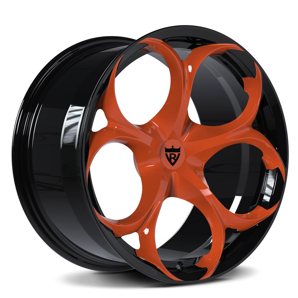 Custom Corvette C7 Grand Sport Wheels with Black, Blue and Orange color in OEM or Upgraded Wheel Size. Design your own wheels and get a set of custom forged monoblock performance rims