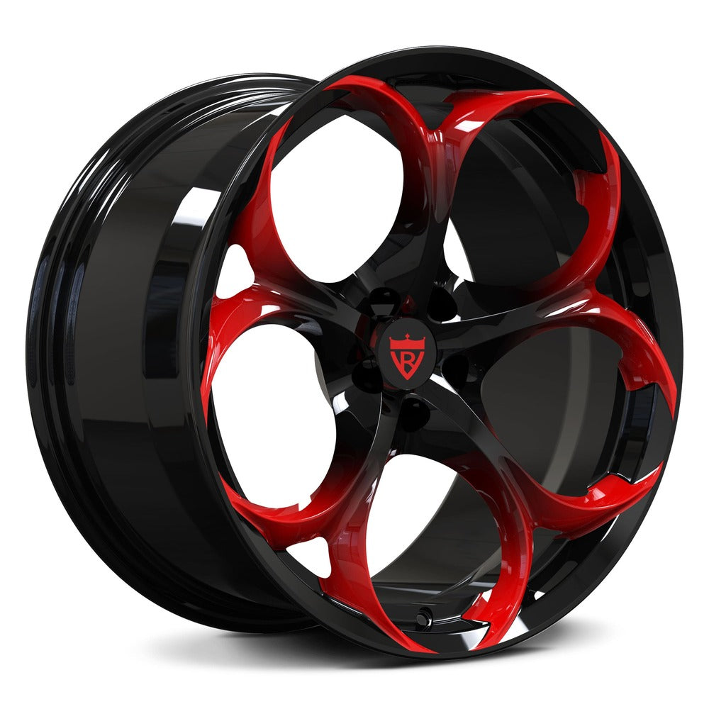 Custom Corvette C7 Grand Sport Wheels with Black, Blue and Orange color in OEM or Upgraded Wheel Size. Design your own wheels and get a set of custom forged monoblock performance rims