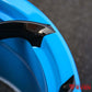 Detail shot of Rapid Blue forged wheels with a polished finish on Corvette C8