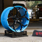 Sleek Rapid Blue forged wheels for Corvette C8, offering precision and strength