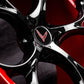 	Corvette C8 Z51 forged wheel close-up showing red barrel and black spoke