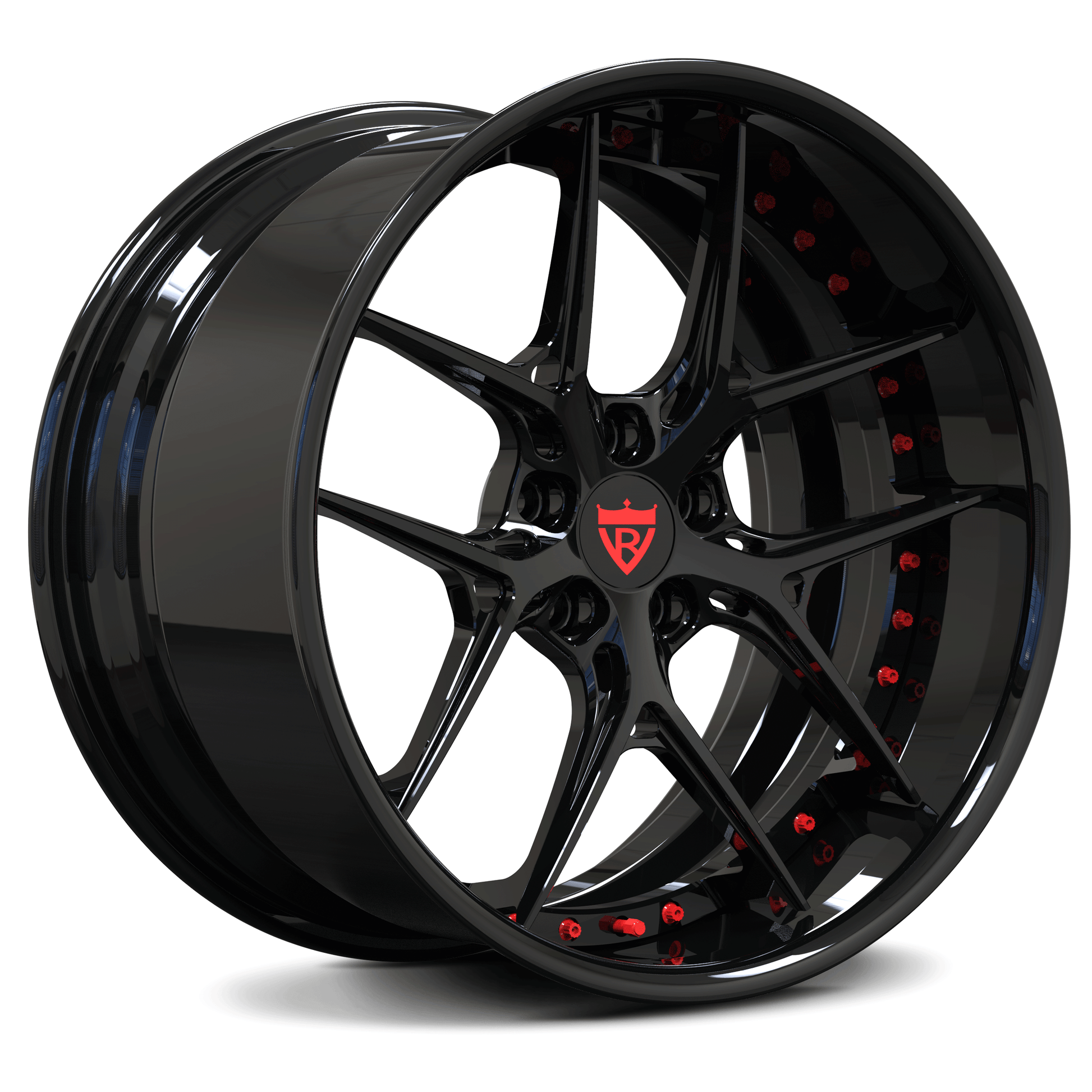 Black & Red Custom Forged Corvette C8 Z06 Deep Dish Wheels with  20x10, 21x13 OEM sizes